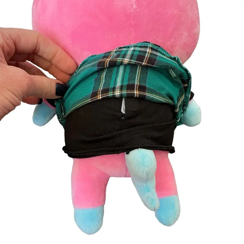 Krew District Rainbow Teddy Plush Plaid Outfit Cupcake Pink Stuffed Animal Toy